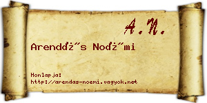 Arendás Noémi névjegykártya